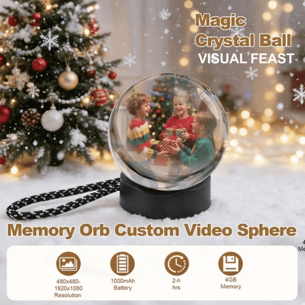 Demine Upgraded Wi-Fi Memory Orb Ball - 2.7" High-Capacity Crystal Ball Video Player, 2026 New Core Memory Sphere Ball Ornament, Uploadable Videos & Photos, DIY Gift for Anniversary, Birthday
