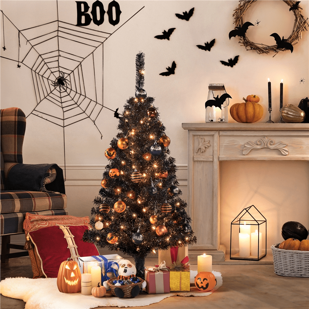 Alden Design 4ft Pre-lit Artificial Christmas Tree with 70 Incandescent Lights, Pink