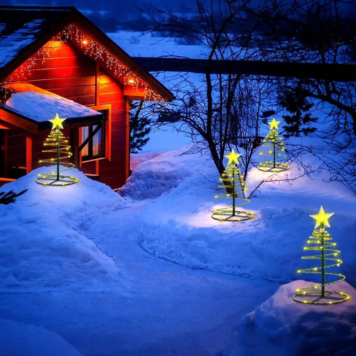 EROCK Christmas Tree Lights Solar 70 LED Lighted Tree Spiral Garden Pathway Decoration