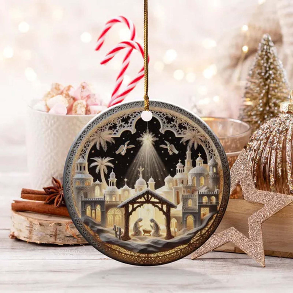 AuroraX Acrylic Nativity Scene Sets for Christmas Decorations,Holy Family Decorative Collectible Hanging Ornament Home Christmas Indoor Decor