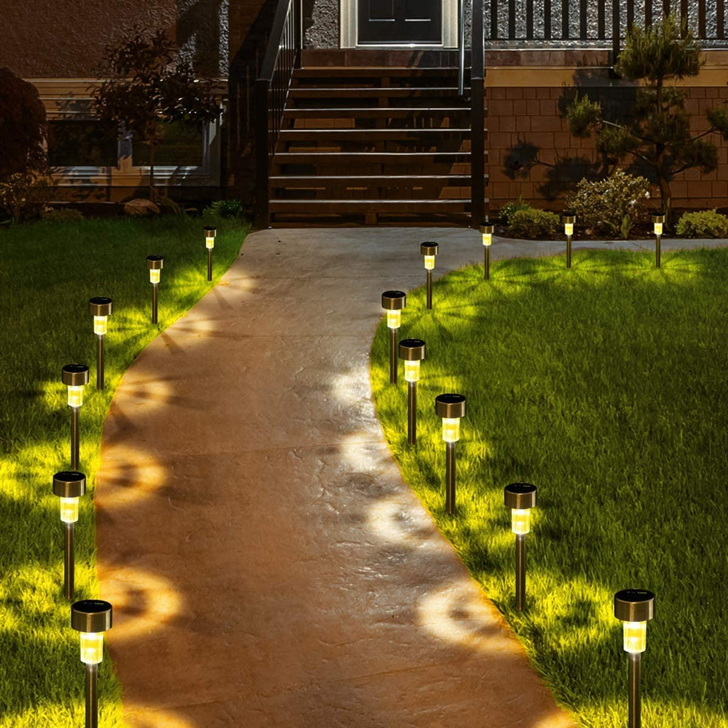 Rirool 12 Pack Solar Pathway Lights Outdoor, Stainless Steel Waterproof LED Landscape Lighting, Auto On/Off Garden Stake Lights for Yard Walkway Lawn, Multicolor