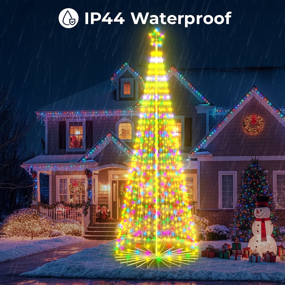 8FT 236 LED Christmas Cone Tree Smart Light with 58 Modes DIY Timer Remote Dimmable Artificial Christmas Tree for Porch Yard Patio Indoor Outdoor Xmas Holiday Decor