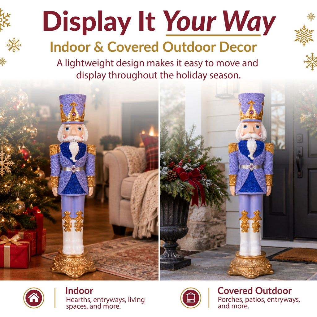 Sunnydaze Pink Polyresin Kenneth the Princely Nutcracker Christmas Statue, 37"