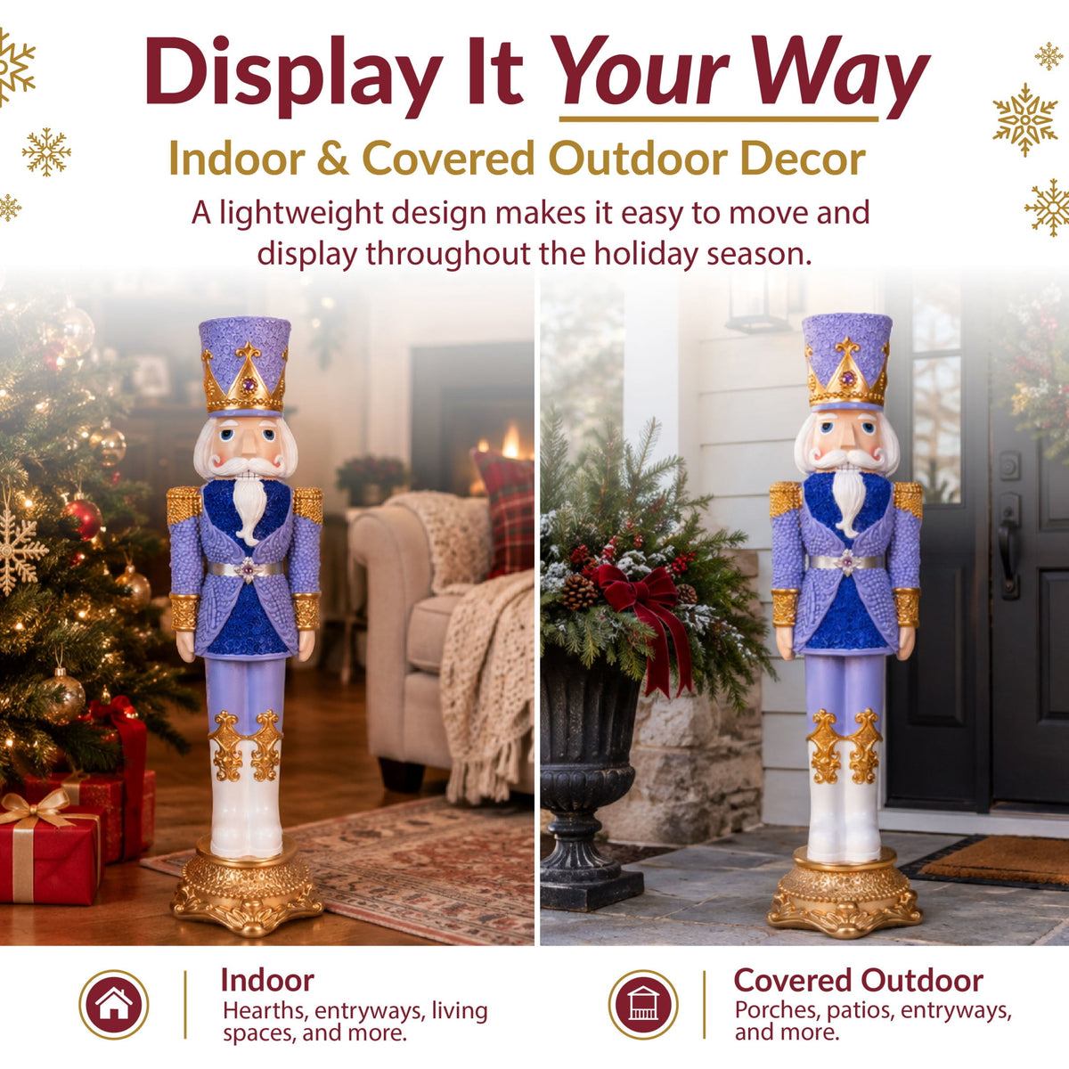 Sunnydaze Pink Polyresin Kenneth the Princely Nutcracker Christmas Statue, 37"
