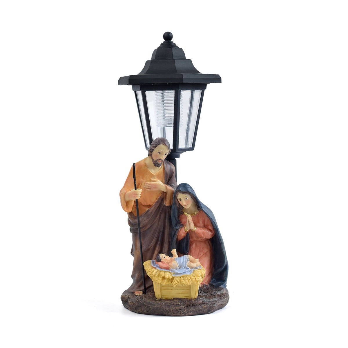 Handcrafted Solar Operated Light Nativity Manger Scene Resins Ornament Christian Religious Outdoor Garden Lawns Decors