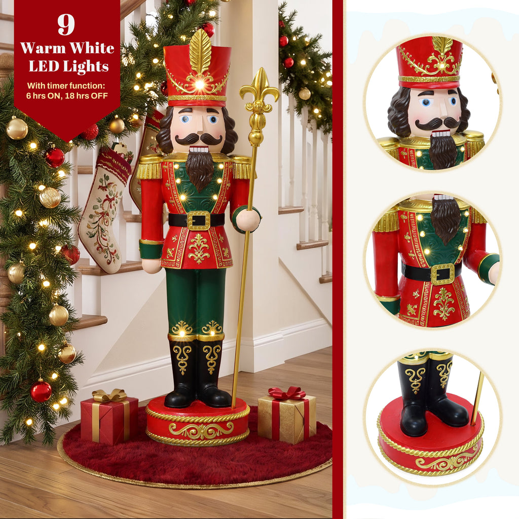 Haven Crest 3.7FT Traditional Nutcracker Soldier in Red with Lights
