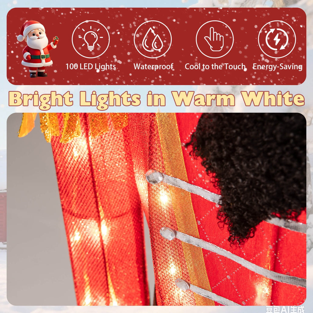 Costway 2 PCS 5 FT Lighted Christmas Nutcracker with Glitter Sword, 100 Lights for Outdoor