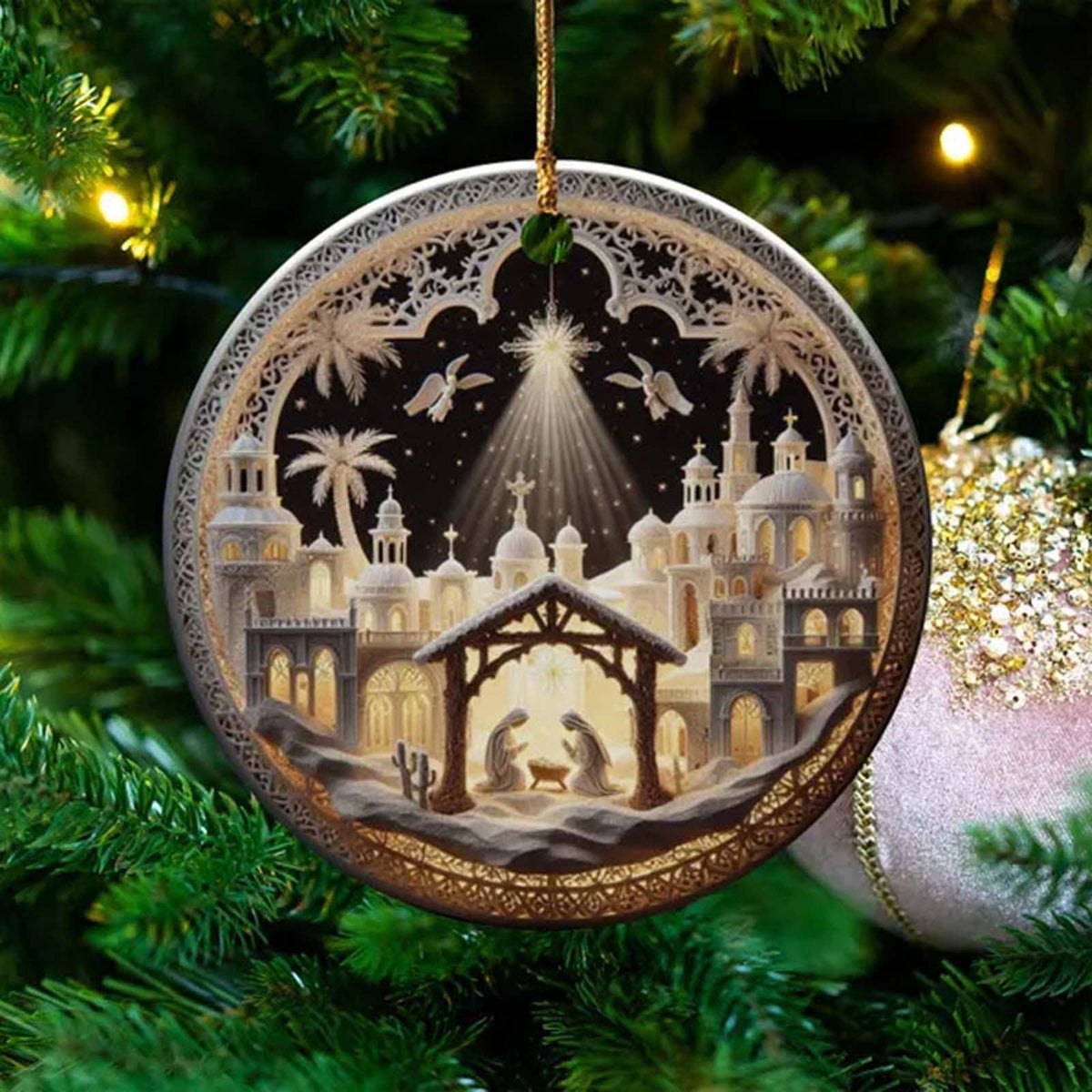 AuroraX Acrylic Nativity Scene Sets for Christmas Decorations,Holy Family Decorative Collectible Hanging Ornament Home Christmas Indoor Decor