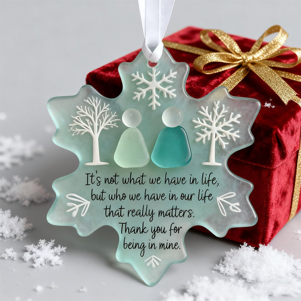 Lunxisen 1 Pcs Sea Glass Nativity: Jesus’ Birth Christmas Ornament,Coastal Inspired Sea Glass Nativity Ornament,Handmade Nativity Scene, with Shells and Starfish