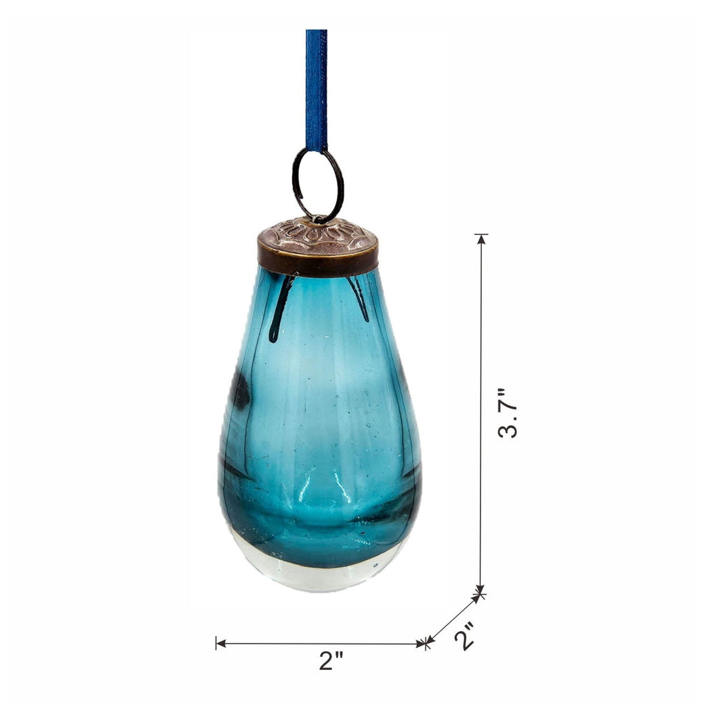 2" x 2" x 3.7" Luster Tear Drop Ornament, Glass Decorative Hanging Christmas Tree Ornaments for Holiday Party Decorations, Set of 12 as Pic