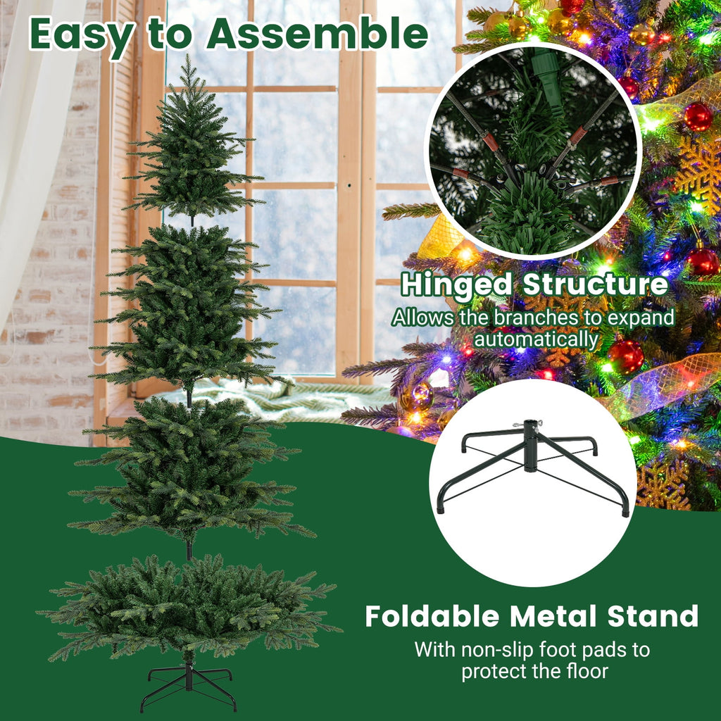 Topbuy 9 FT Pre-lit Artificial Christmas Tree Hinged Xmas Tree with 1770 Branch Tips 560 Multicolored & Warm White LED Lights