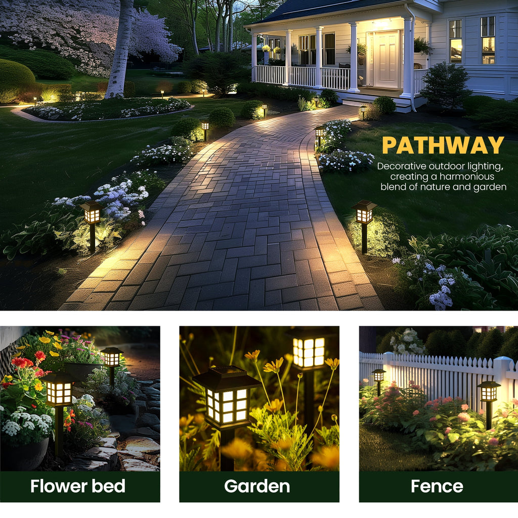 GIGALUMI Outdoor Solar Pathway Lights, 8 Pack, Automatic, LED, Weather Resistant