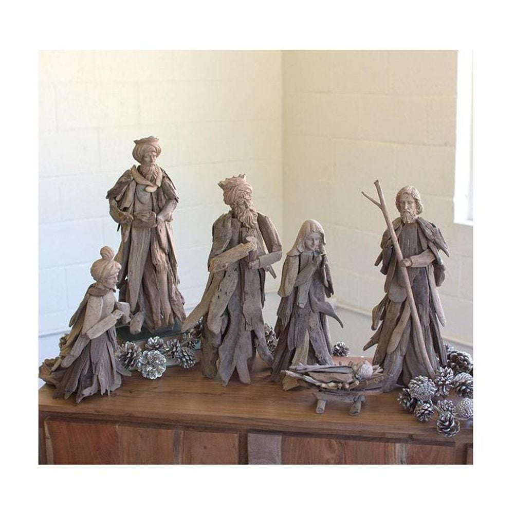 SET OF SIX DRIFTWOOD NATIVITY SET