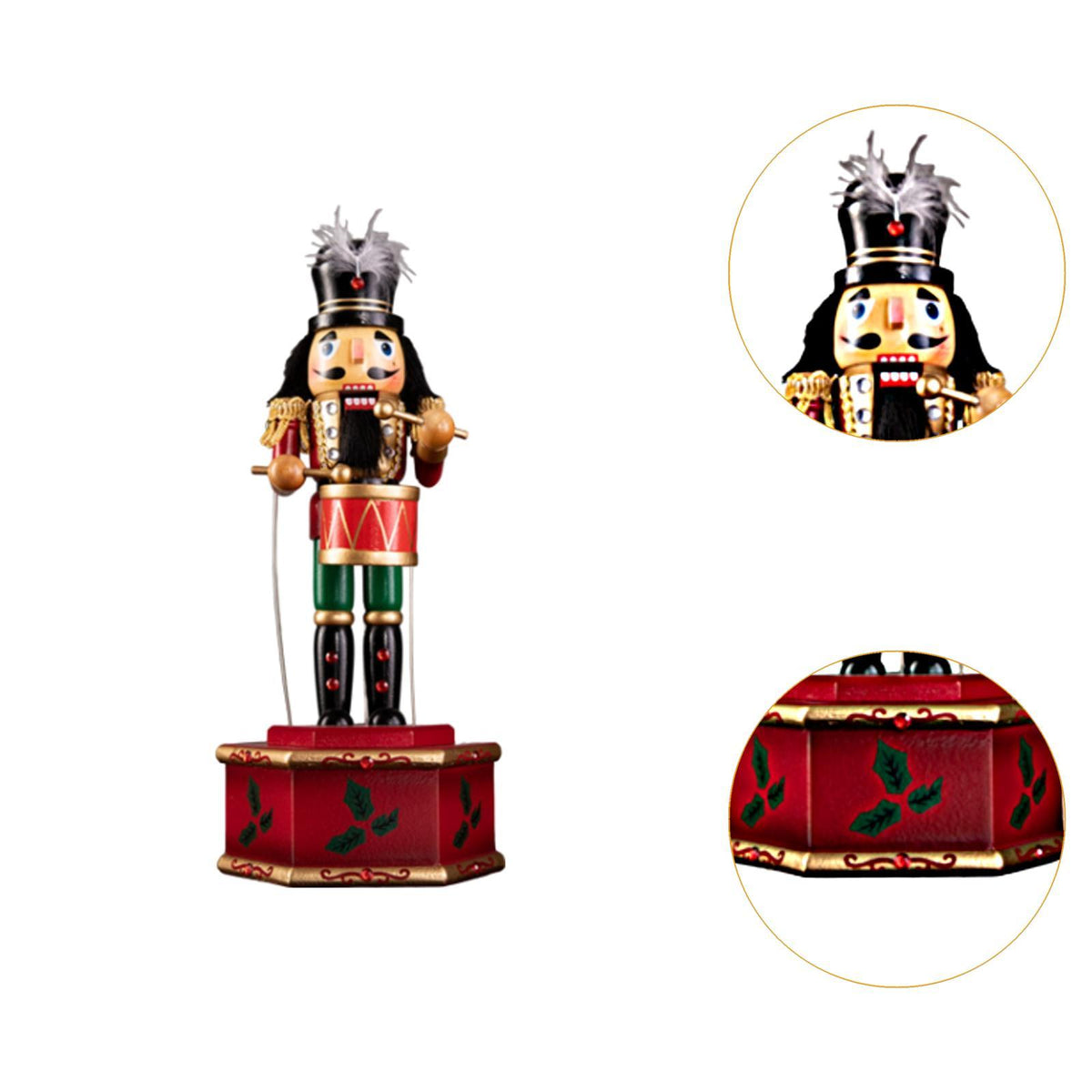 FVDPWYE Christmas Nutcracker Figurine Wooden Nutcracker Doll Music Box Tabletop Ornament