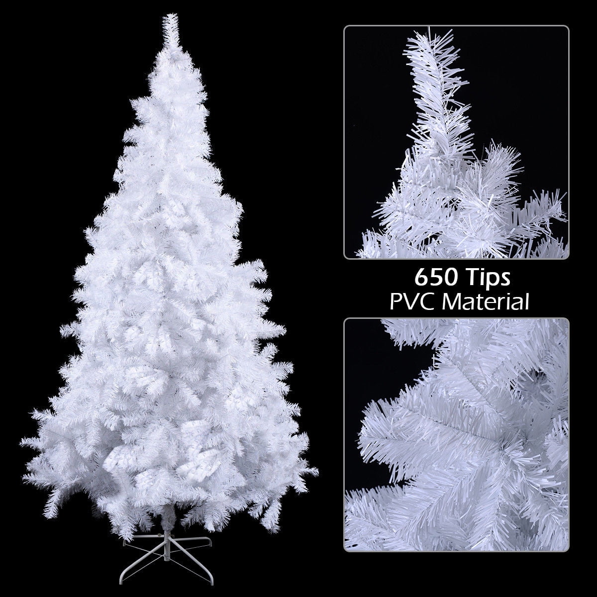 Costway 7Ft Artificial Xmas Tree Stand Christmas Decoration White