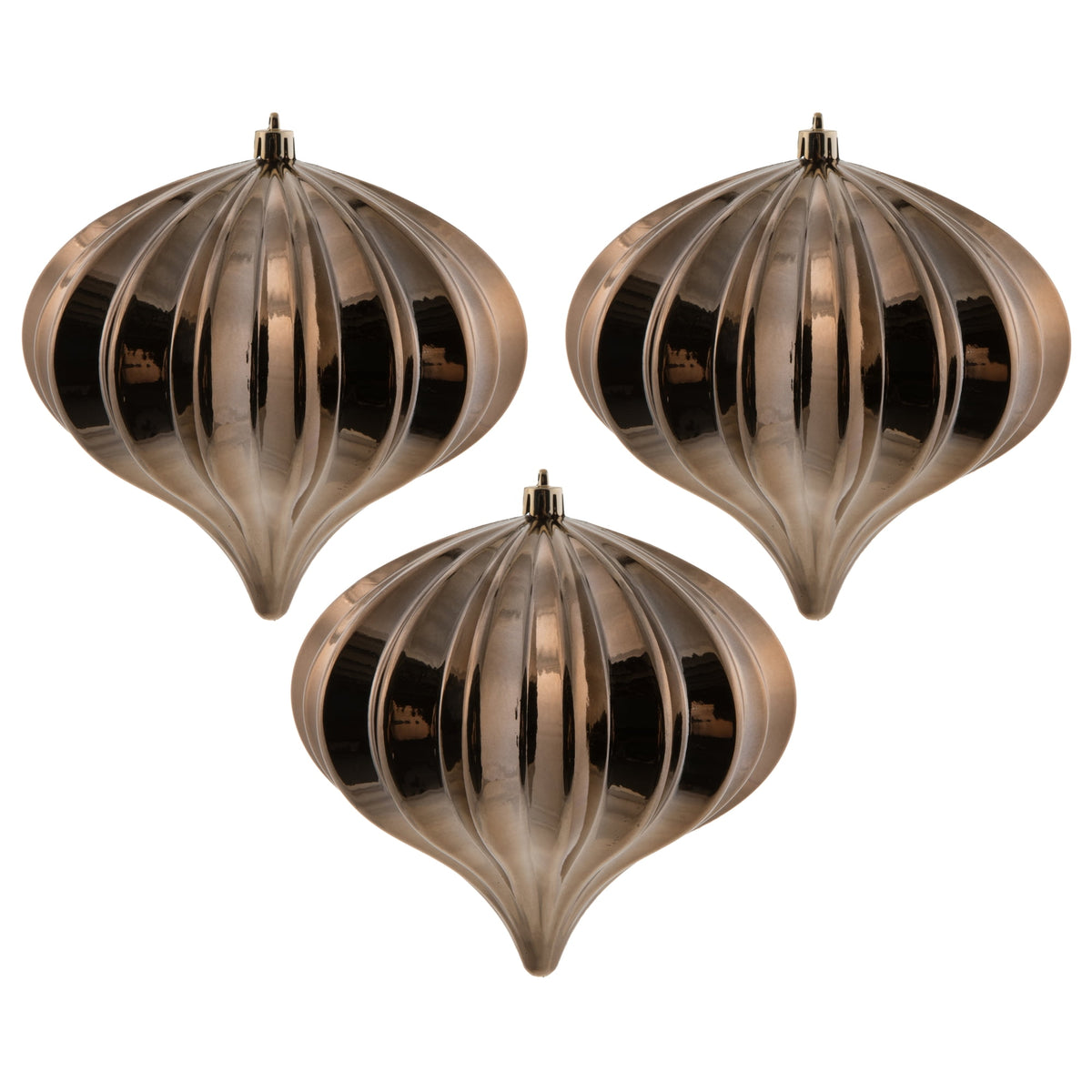 Vickerman 5.7" Burnished Orange Matte Onion Christmas Ornament, UV treated, Set of 3