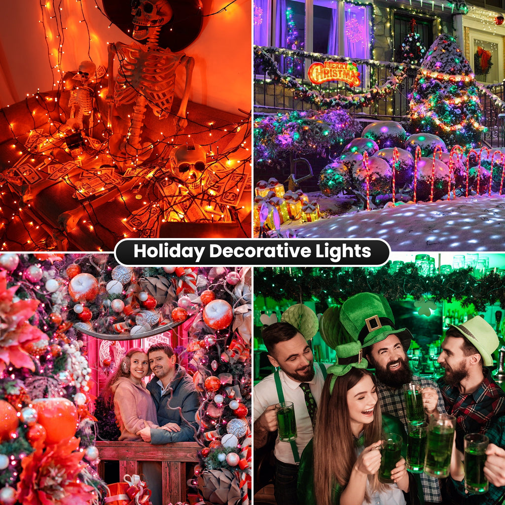 Christmas Lights Multicolor, Toodour 82ft 200 LED Christmas String Lights with 8 Modes, Timer, Connectable Plug in Christmas Outdoor Indoor Lights for Home, Garden, Party, Christmas Tree Decor