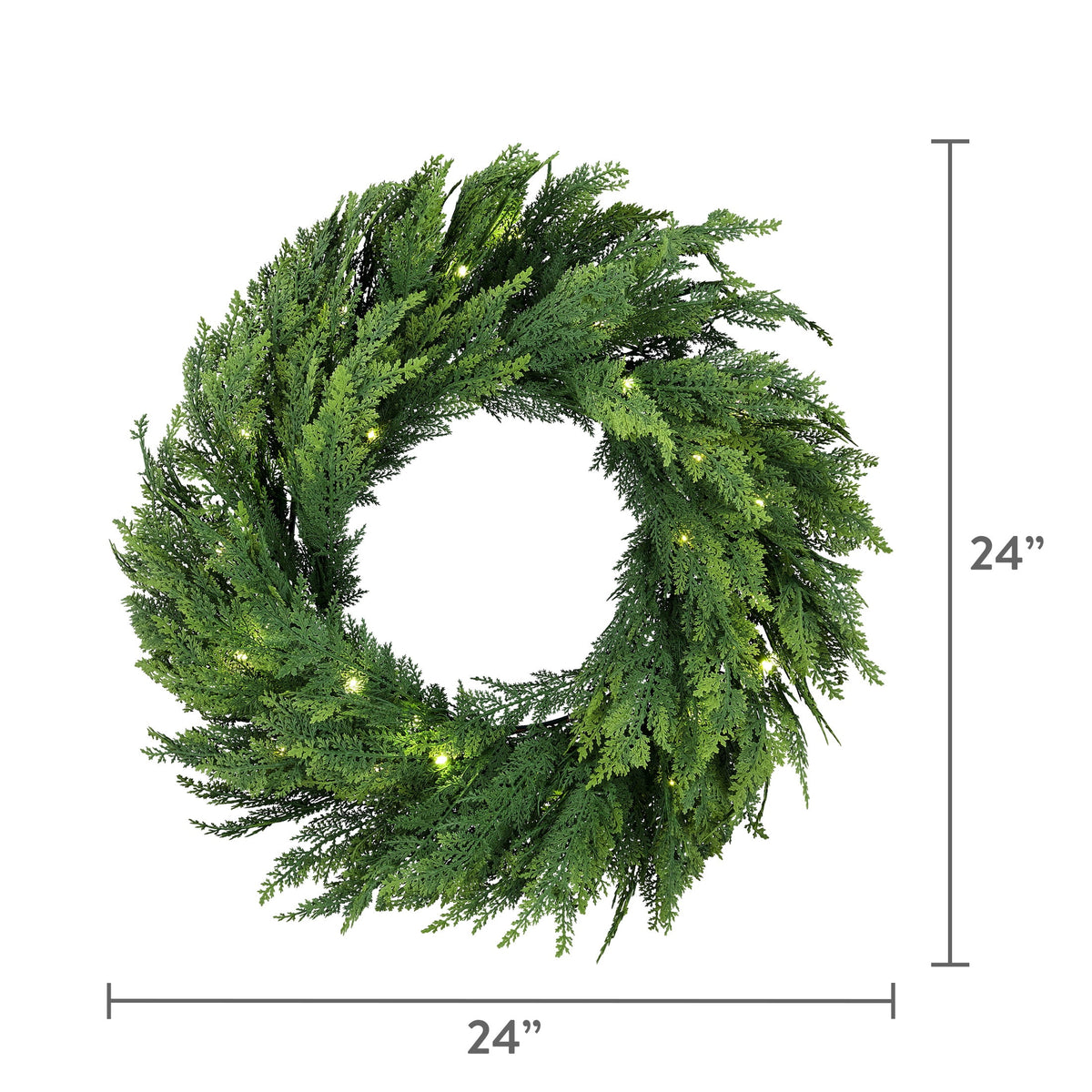 My Texas House Pre-Lit Cypress Artificial Christmas Wreath, Green, 24"