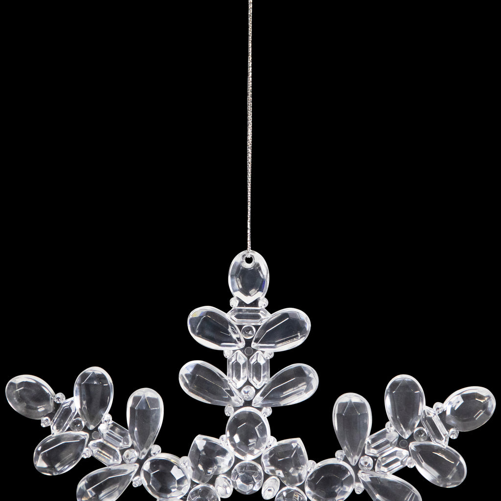 Hanging Acrylic Snowflake Christmas Ornaments - 7" - Clear - Set of 6
