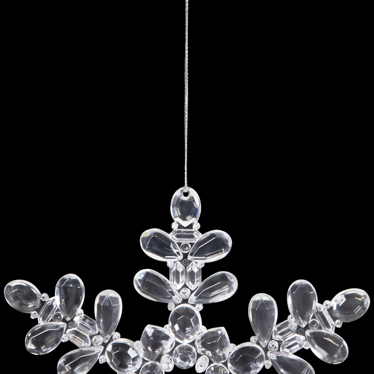 Hanging Acrylic Snowflake Christmas Ornaments - 7" - Clear - Set of 6