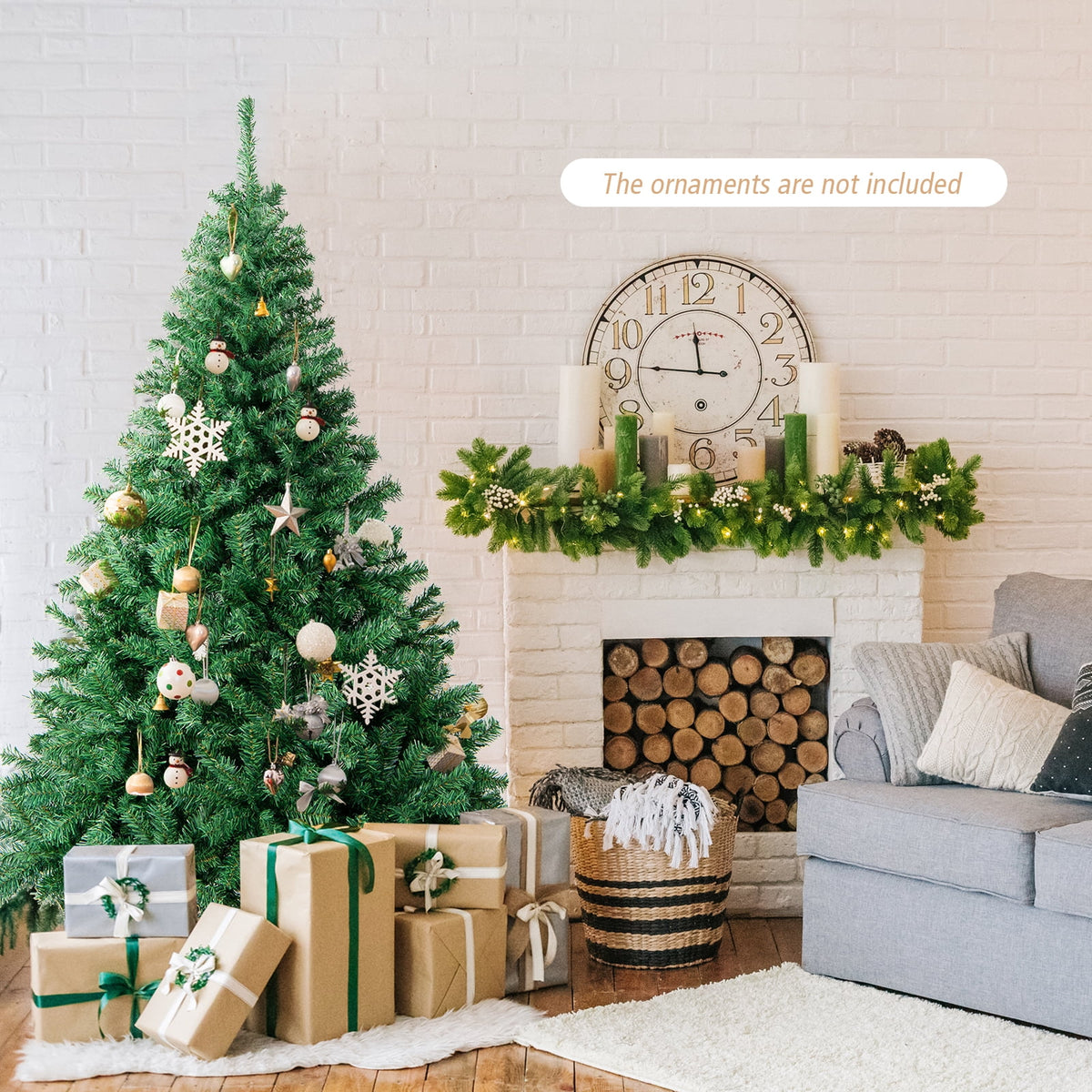 Costway 9FT PVC Christmas Tree 2132 Tips Hinged Solid Metal Legs