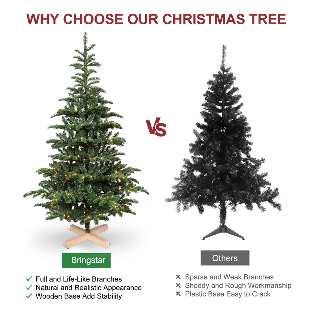 Makeatree 5ft Pre-lit Christmas Tree with 250 LED Lights, Aspen Fir, Layered & Sparse Design, Hinged Artificial Green Christmas Tree with PE&PVC Branch Tips, Fake Xmas Tree Indoor