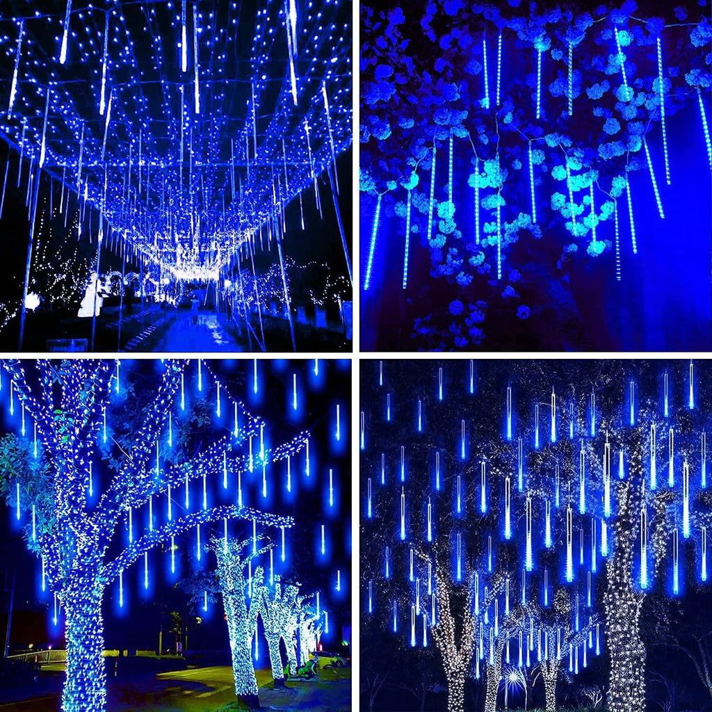 Rirool Meteor Shower Rain Lights, Valentine Lights 50cm 10 Tubes 540 LED Icicle Snow Falling Christmas Lights Outdoor Raindrop Lights, Xmas Wedding Party Tree Holiday Decoration, Blue