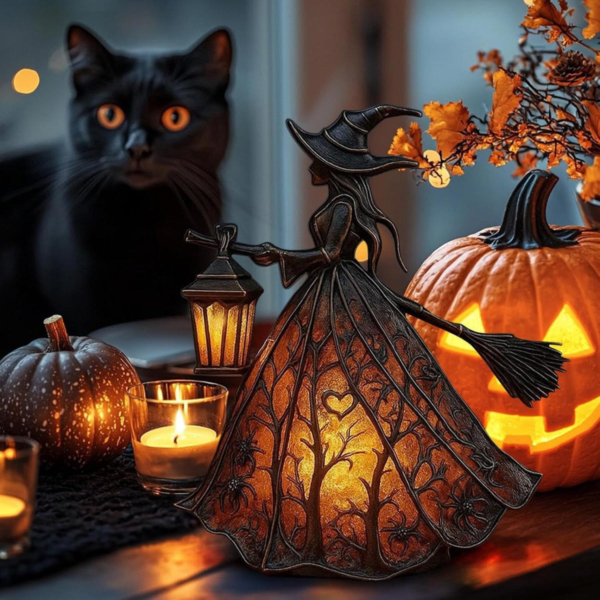 Halloween Witch Hat Lamp,Spooky Decorative Table Lamps,Indoor Holiday Party Atmosphere Lighting for Home,Porch,Tabletop Decor
