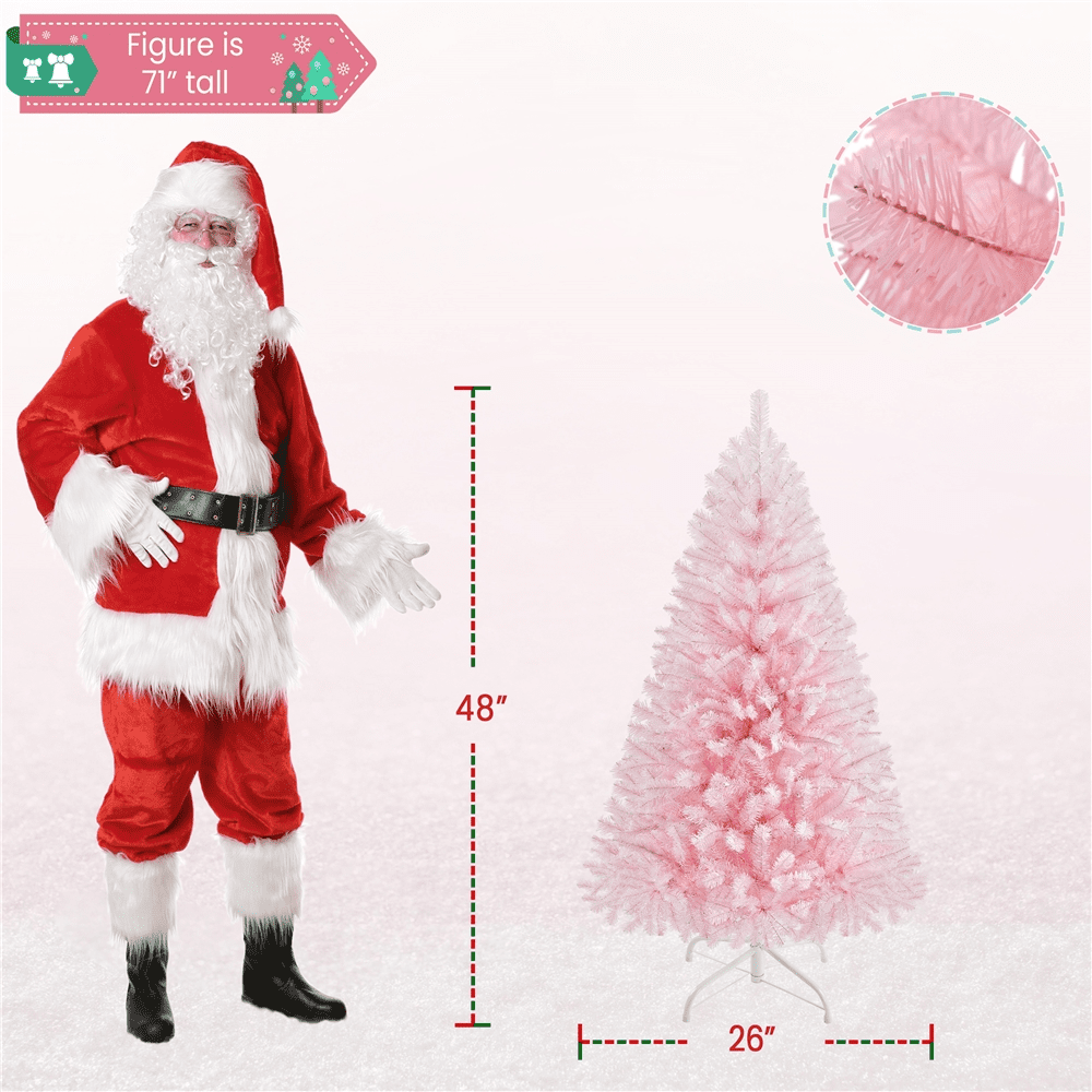 Alden Design 4ft Pre-lit Artificial Christmas Tree with 70 Incandescent Lights, Pink