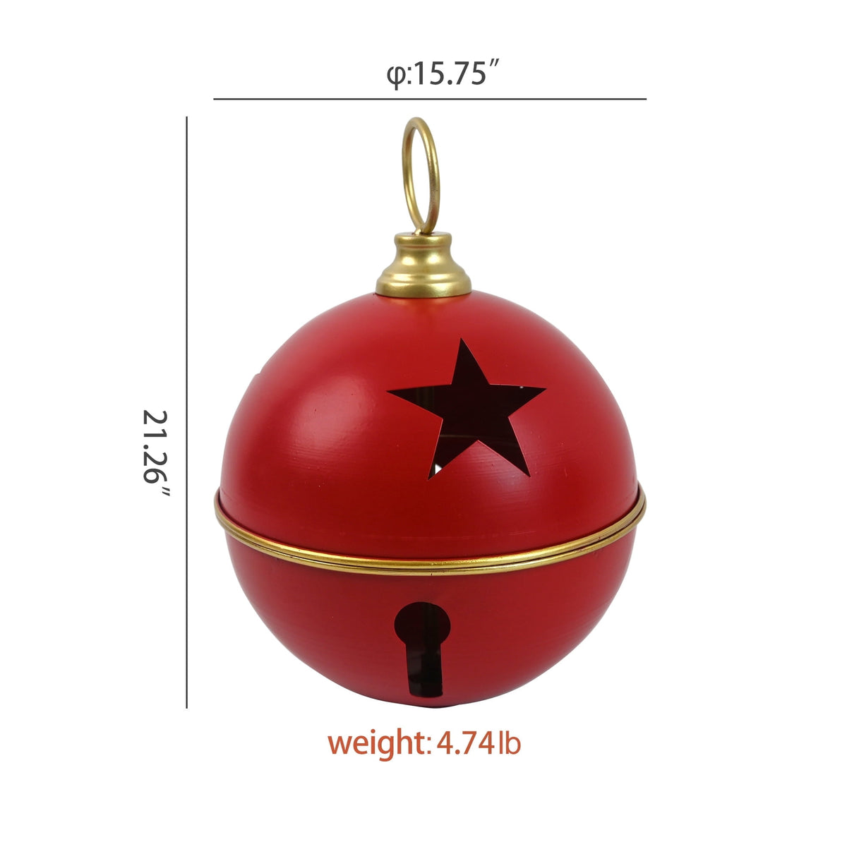 16inch Large Christmas Ball Ornament for Christmas Decoration, Vintage Christmas Bells Decor for Tree, Mantel, Farmhouse Holiday Home & Outdoor Decorations