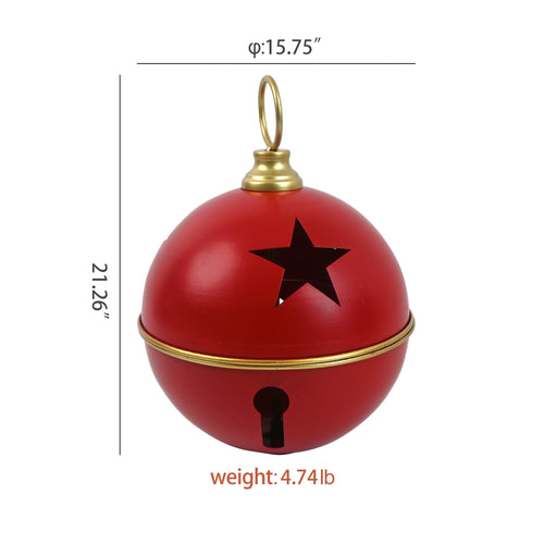 16inch Large Christmas Ball Ornament for Christmas Decoration, Vintage Christmas Bells Decor for Tree, Mantel, Farmhouse Holiday Home & Outdoor Decorations
