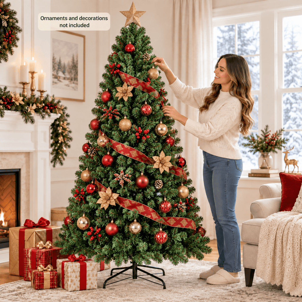 Vebreda Christmas Tree 6ft Artificial Hinged Xmas Tree with 1,000 Branch Tips, Green