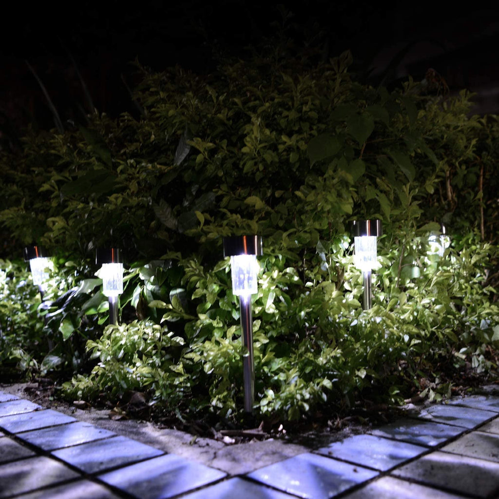 Rirool 12 Pack Solar Pathway Lights Outdoor, Stainless Steel Waterproof LED Landscape Lighting, Auto On/Off Garden Stake Lights for Yard Walkway Lawn, Multicolor