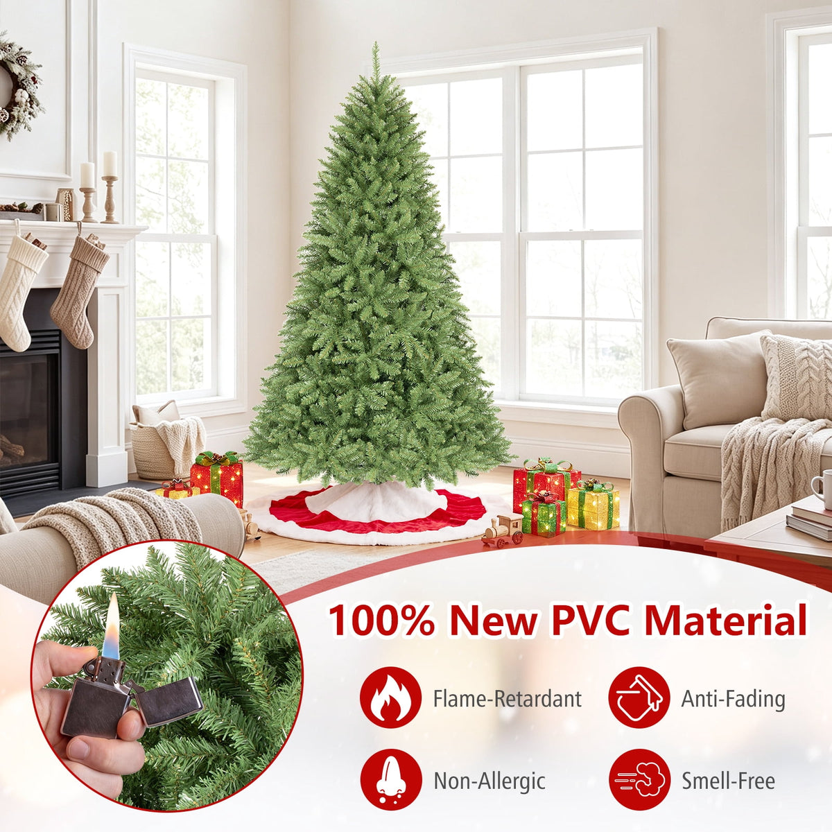 Costway 4 ft Artificial Christmas Tree with 559 Lush PVC Branch Tips & Folding Metal Stand