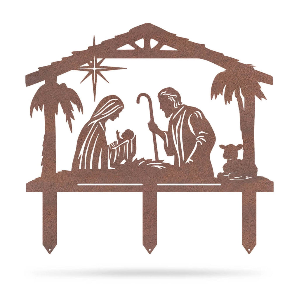 RealSteel: Nativity Scene Garden Art - Metal Christmas Yard Décor for Outdoor Display (B-24x22)