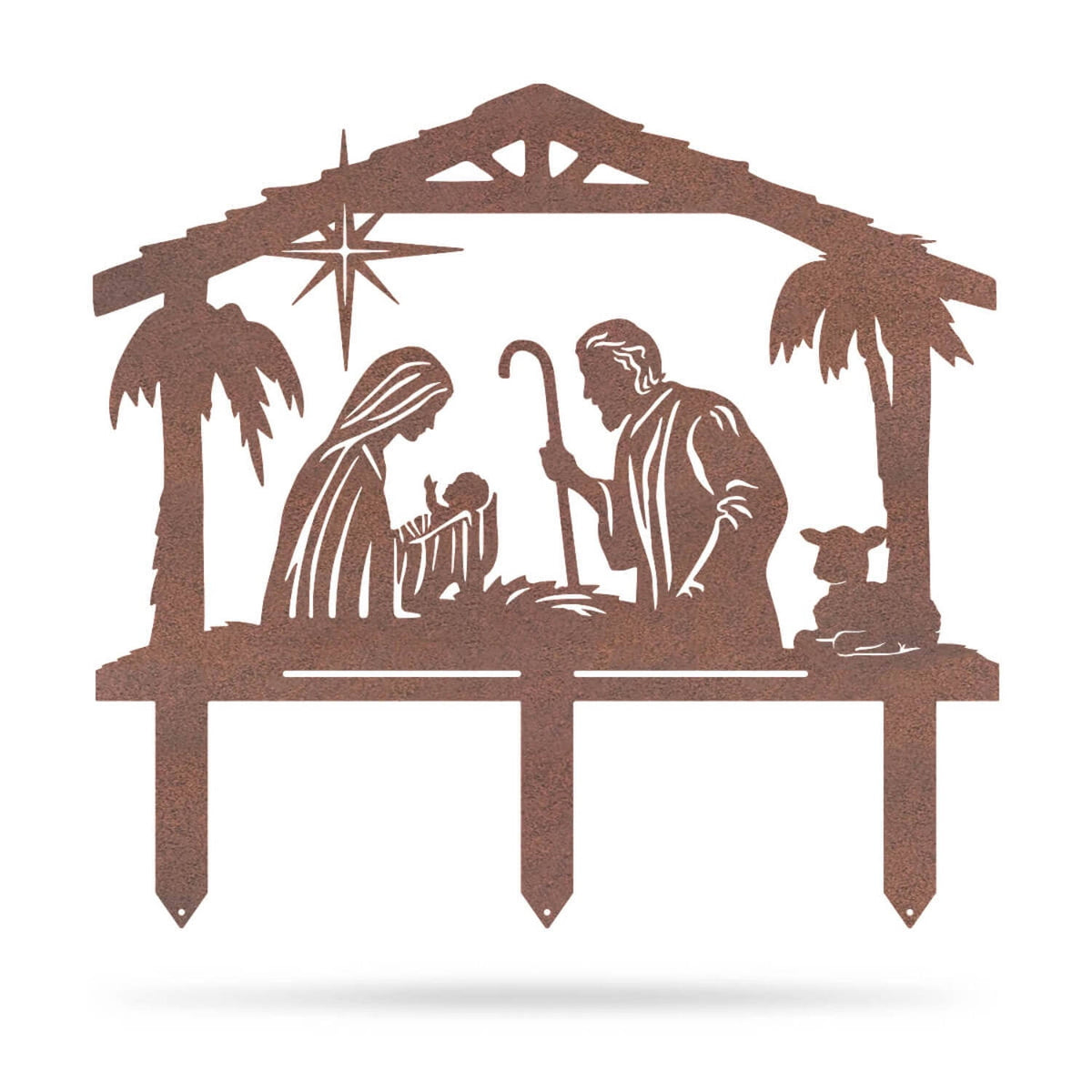 RealSteel: Nativity Scene Garden Art - Metal Christmas Yard Décor for Outdoor Display (B-24x22)