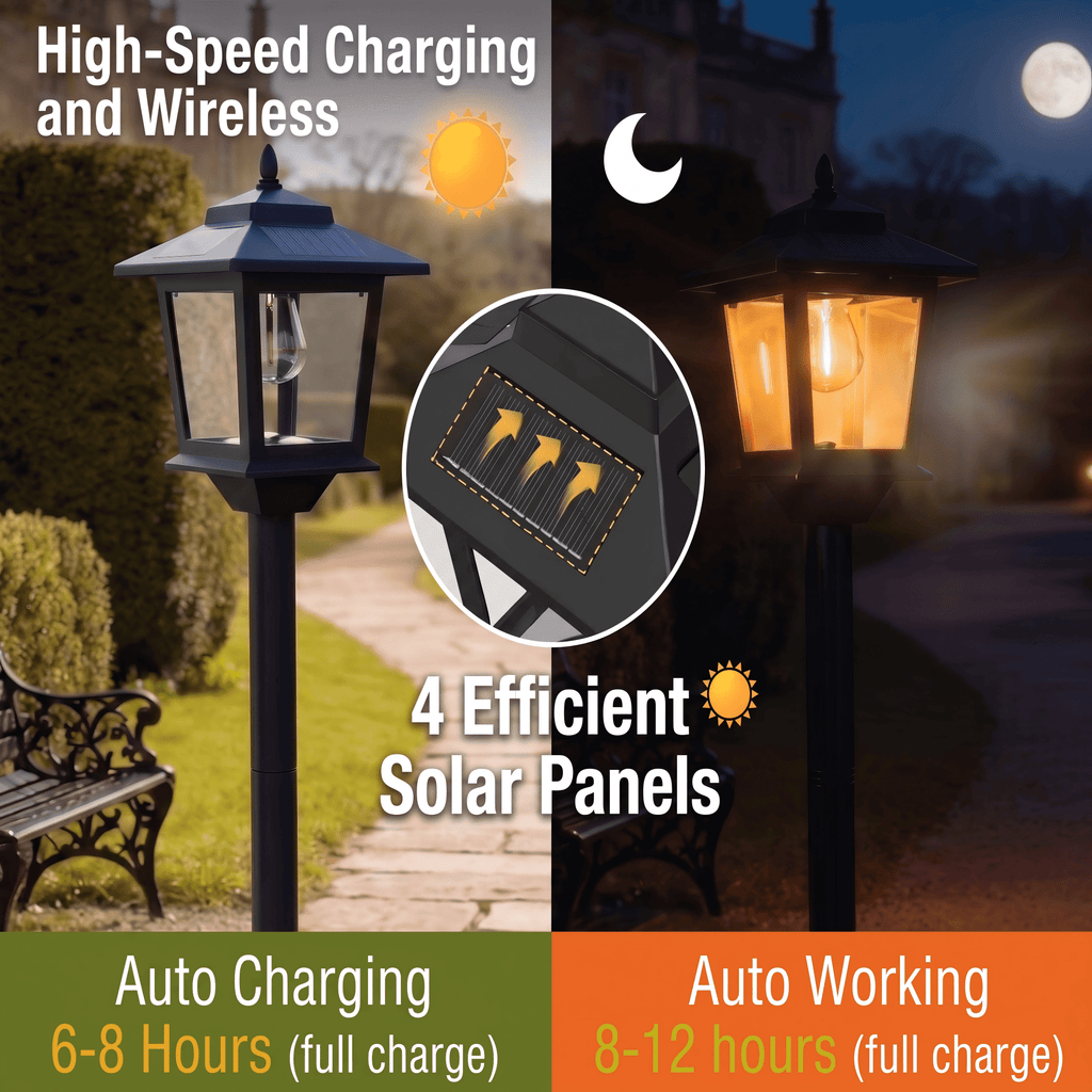 Volivo Solar Lamp Post Light with Planter 63inch, Led Blub 3000K Warm White Solar Pathway Lights Stainless Steel, Waterproof Street Lights for Garden, Porch, Walkway