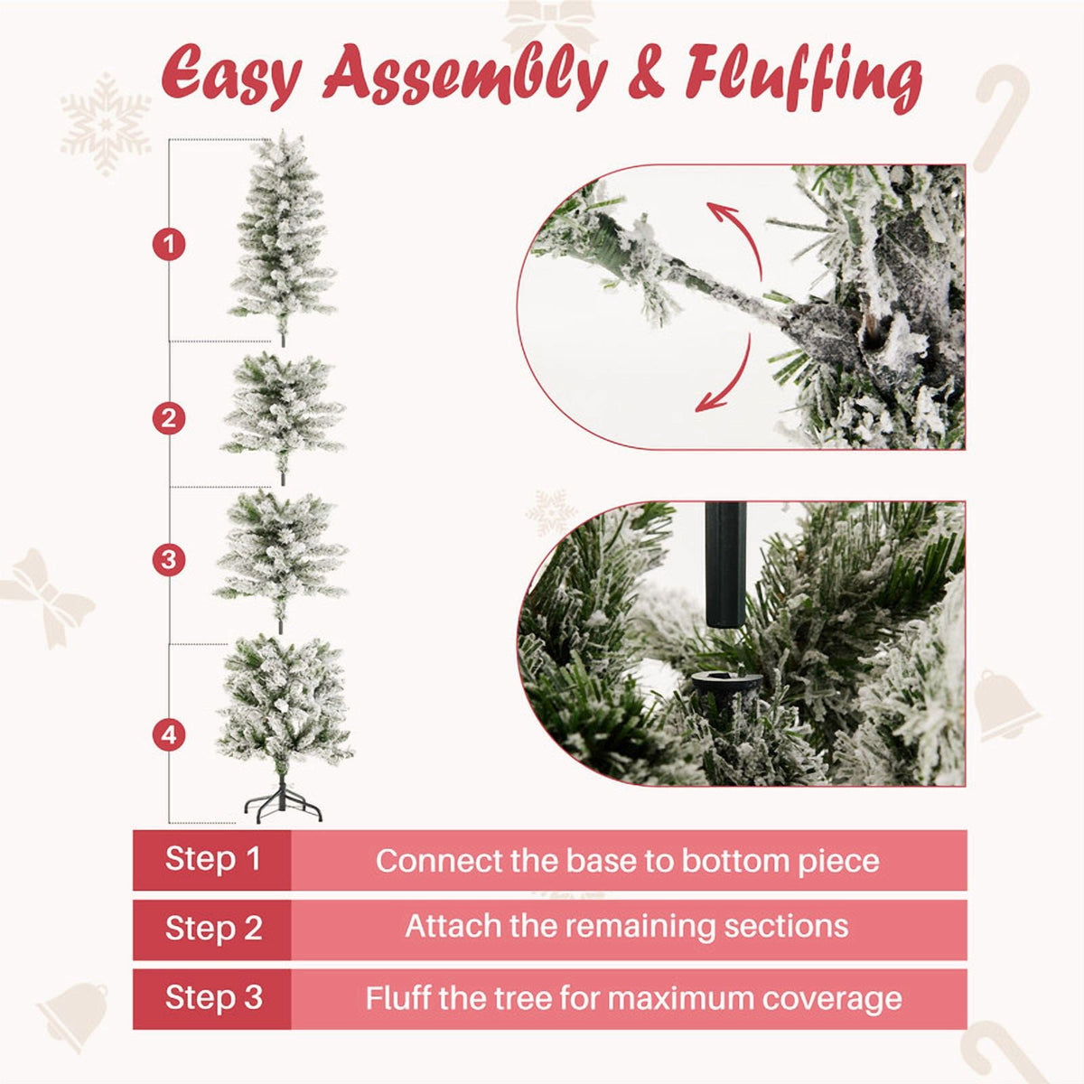 Gianna 4.5ft Pre-lit Pencil Christmas Tree, Green Artificial Spruce Slim Christmas Trees with 120 Incandescent Lights, 268 Branch Tips & Foldable Base for Home, Office, Party Decoration
