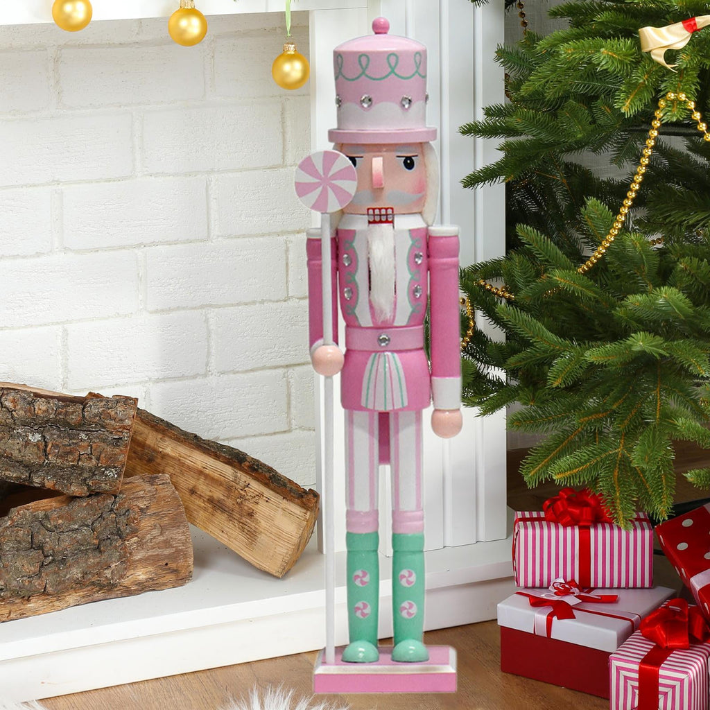 QSTDGVPW Nutcracker Figurine Christmas Decorations Desk Ornament Crafts Table Centerpiece Pink