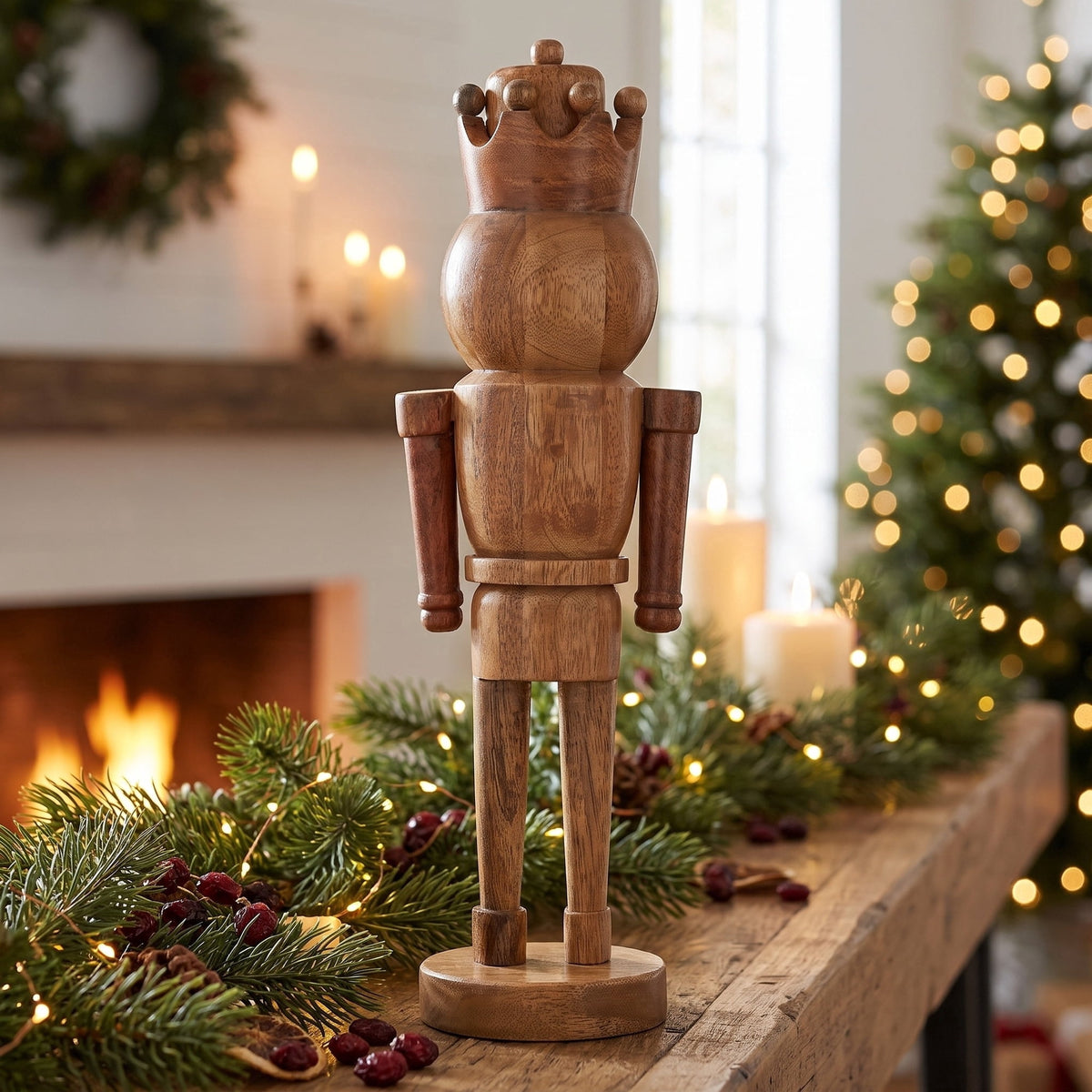 Wood Nutcracker Christmas Decoration, 16 inch