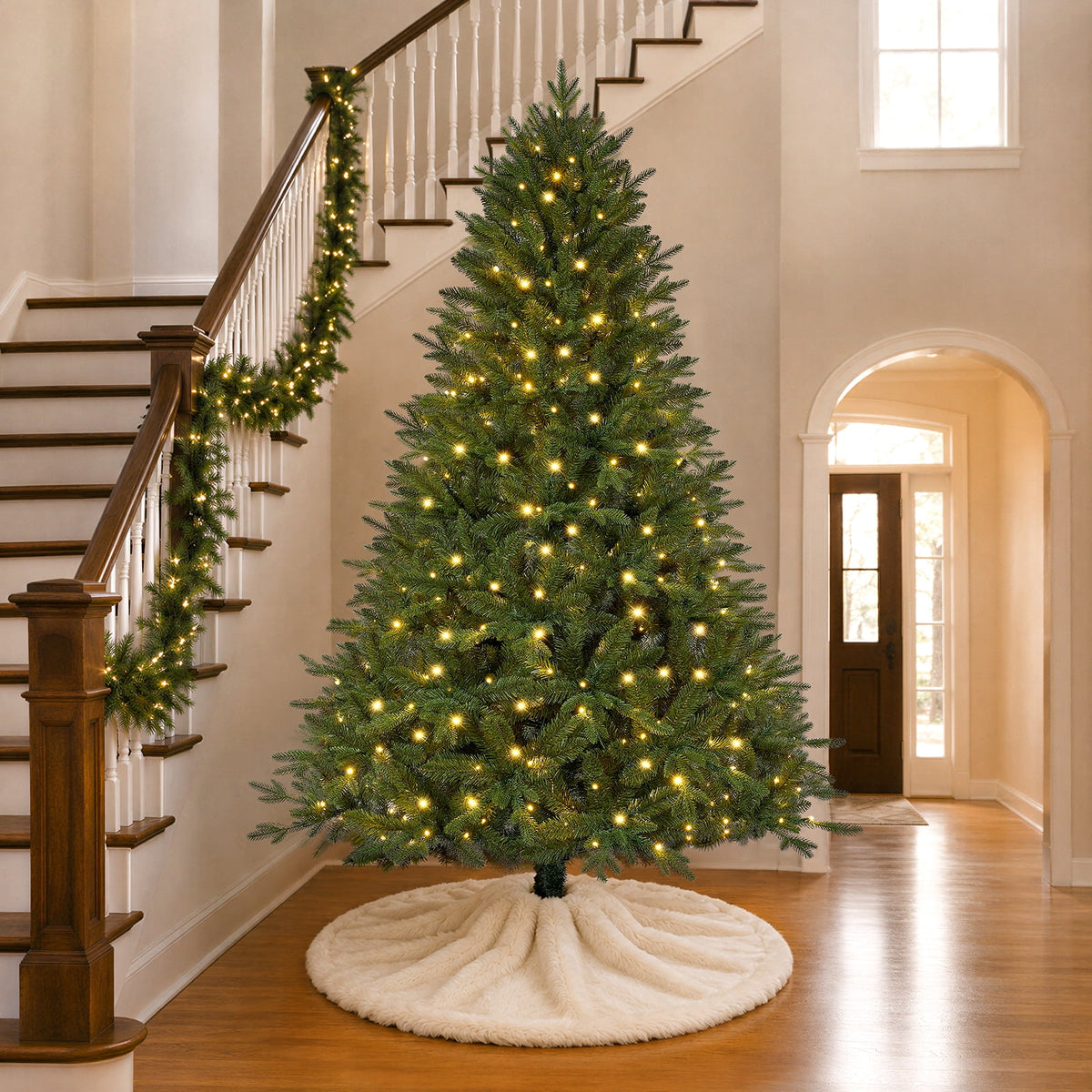 Goosiay Pre-Lit Hinged Artificial Christmas Tree with 100 Warm White and Multicolor LED Lights, PE & PVC Mixed Tips, 4 ft