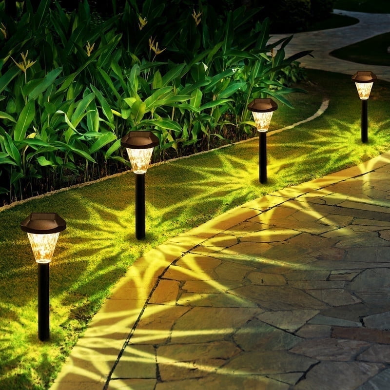 GIGALUMI 8 Pack Waterproof Outdoor Solar Pathway Lights for Garden and Landscape