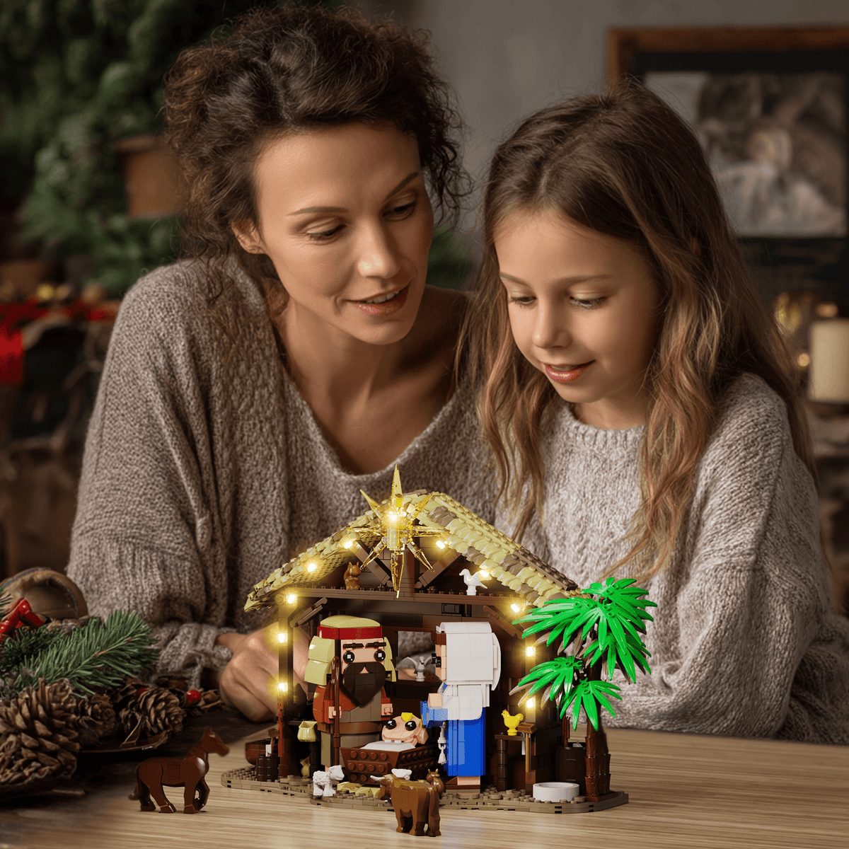 Jesus Building Block Set Nativity Scene Toys Decor for Home Office Tabletop Christian Easter Gifts