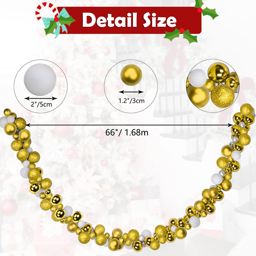 6 Ft Christmas Ball Garland Ornaments Shatterproof Xmas Hanging Balls Holiday Party Wedding Christmas Tree Decor Red