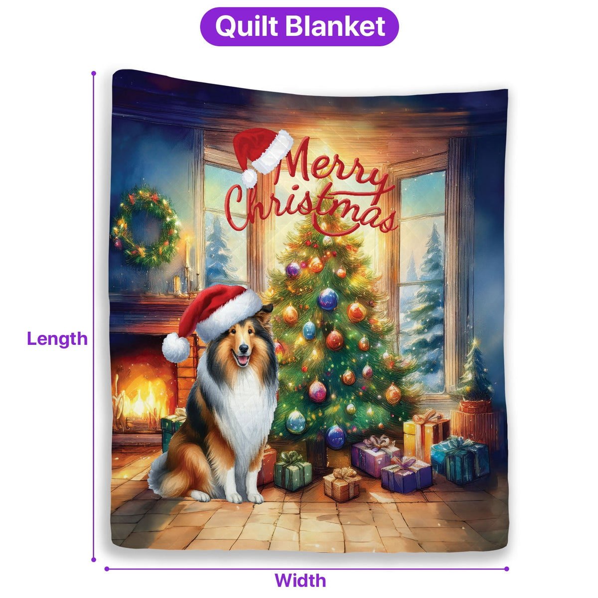 Merry Christmas French Bulldog Santa Hat Xmas Tree Winter Holiday Quilt Bedding Set Dog Lover Gifts 1 Blanket Bed Cover 2 Pillowcases - 01013