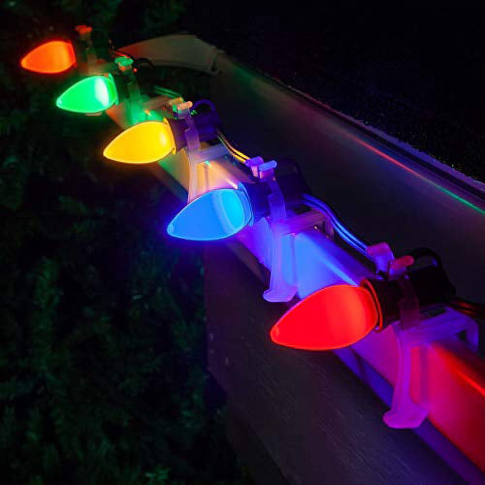 Opticore LED C7 Smooth Ceramic-Style Multicolor Christmas Lights with Shatterproof Christmas Bulbs, 50 Lights, 50’