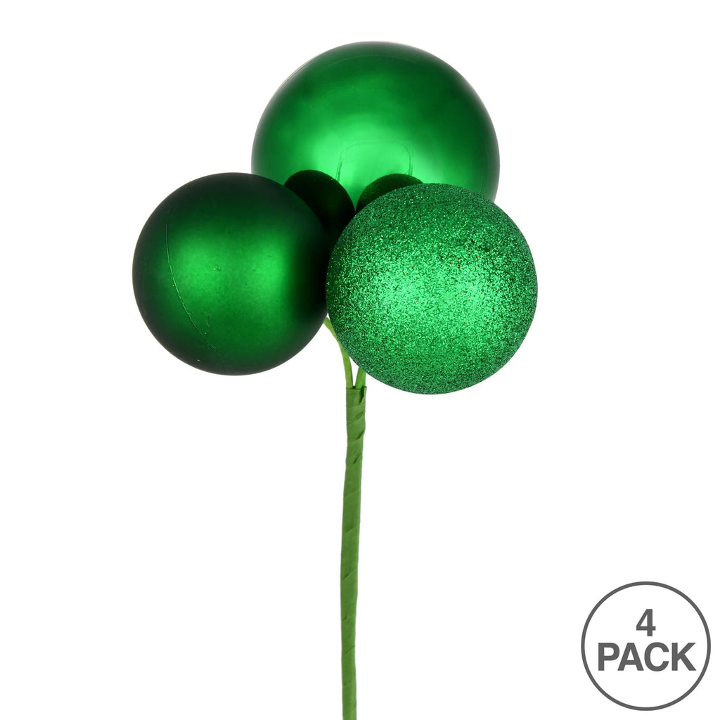 Vickerman 18" Coral Ball Ornament Christmas Pick, 4 per set