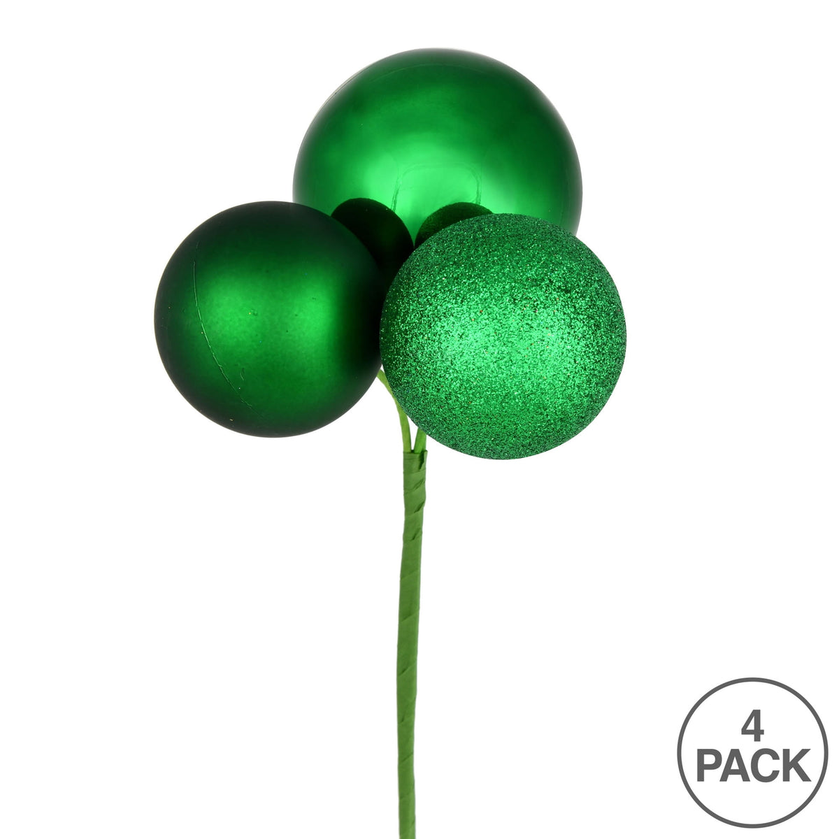 Vickerman 18" Coral Ball Ornament Christmas Pick, 4 per set