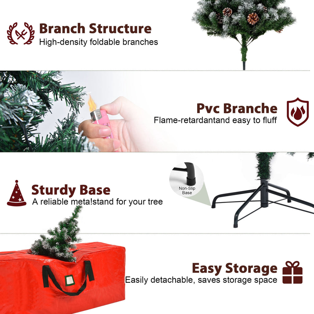 Yexmas 6ft Pre-Lit Christmas Tree with Tree Topper, 8 Modes LED Lights, Artificial Xmas Tree with Large Storage Bag