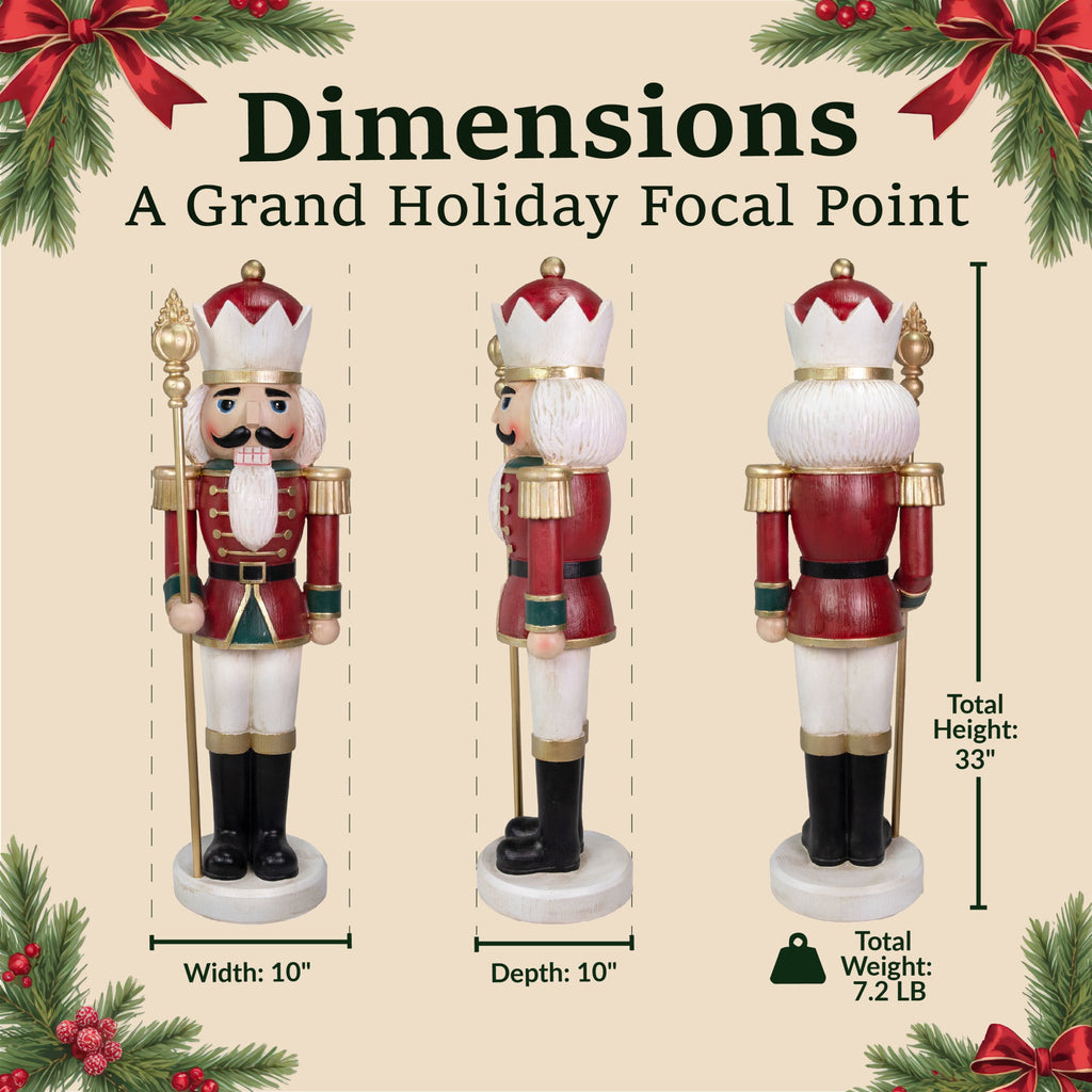 Sunnydaze Green Polyresin Gregor the Rustic Nutcracker Christmas Statue, 33"